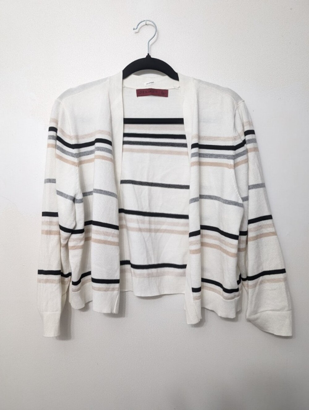 Love Scarlett Women's Striped Knit Cardigan - White with Stripes XL